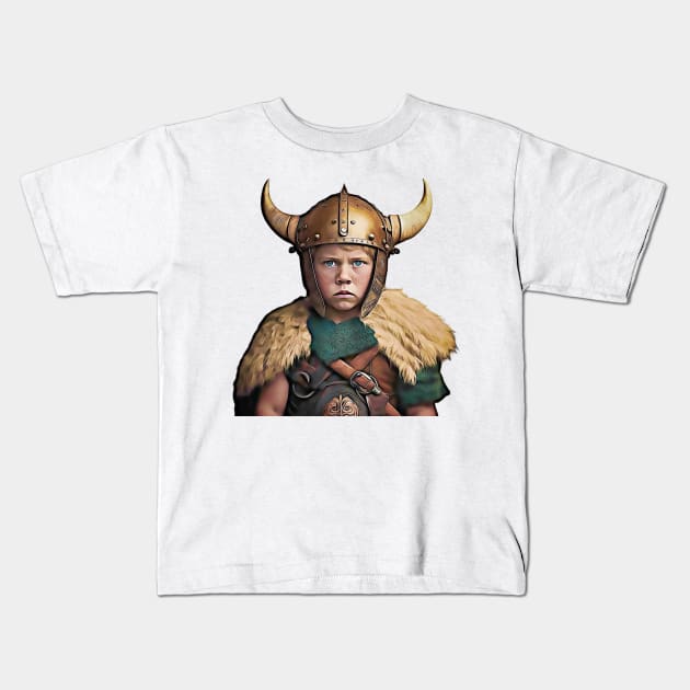 Viking Child Fearless Boy Young Viking Warrior Kids T-Shirt by Unboxed Mind of J.A.Y LLC 